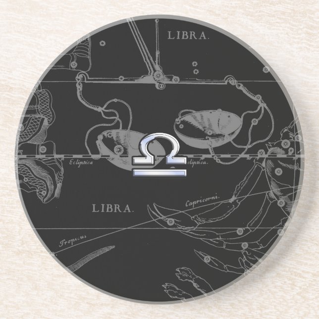 Silver Chrome wie Libra Zodiac Sign auf Hevelius Untersetzer (Vorne)
