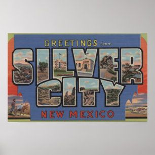 Silver City, New Mexico - Große Briefmarkenszenen Poster