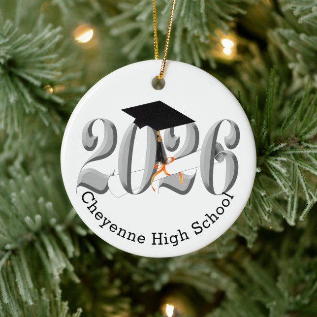 Silver Class 2026 Foto Abschluss Keramik Ornament (Baum)