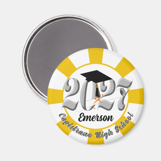 Silver Class of 2027 Graduation Magnet (Vorderseite/Rückseite)
