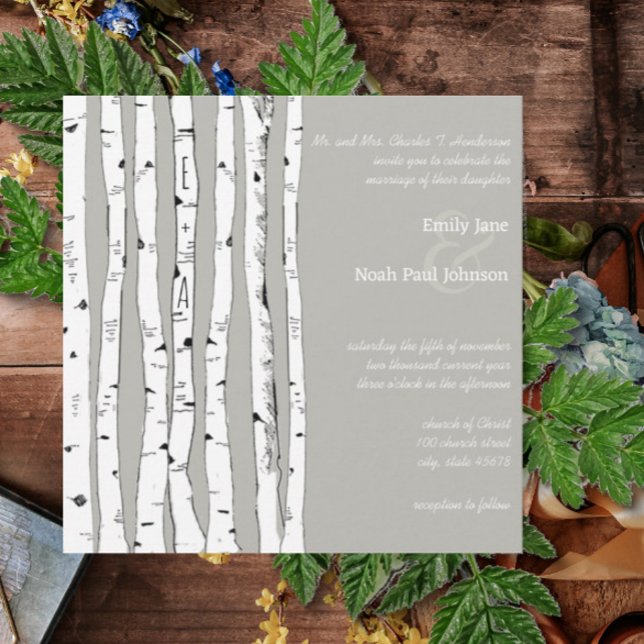 Silver Cloud Birch Tree Einladungen für Hochzeiten (Von Creator hochgeladen)