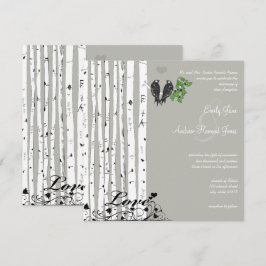 Silver Cloud Birch Vintage Vögel Hochzeit Einladung