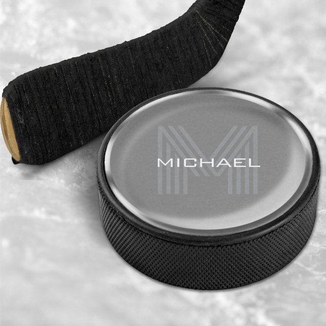 Silver Coin Name Monogram Initial Eishockey Puck (Silver Coin Name Monogram Initial Hockey Puck
)