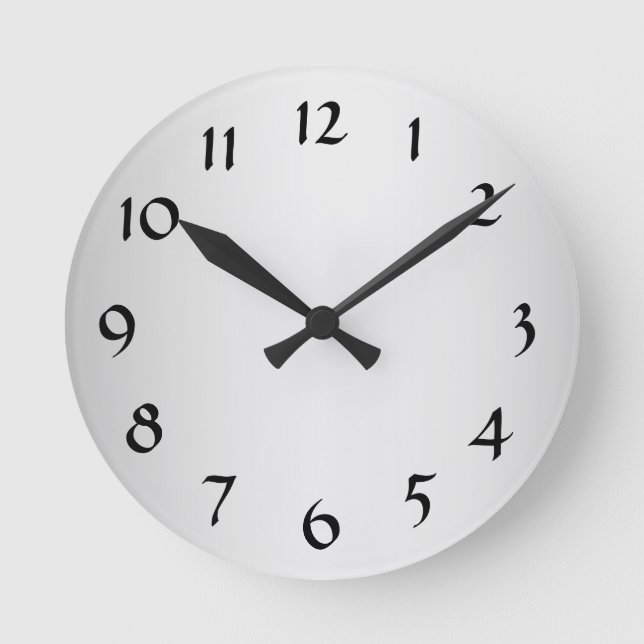 Silver Color Wall Clock mit Zahlen Runde Wanduhr (Vorderseite)