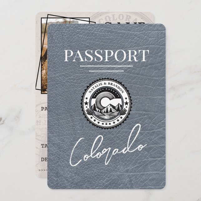 Silver Colorado Passport Save the Date (Vorne/Hinten)