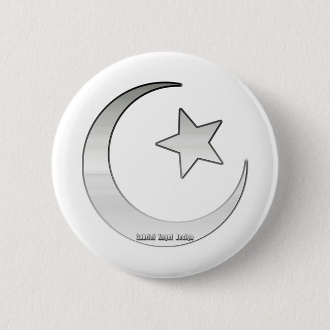 Silver Colored Star und Crescent Symbol Button (Vorderseite)