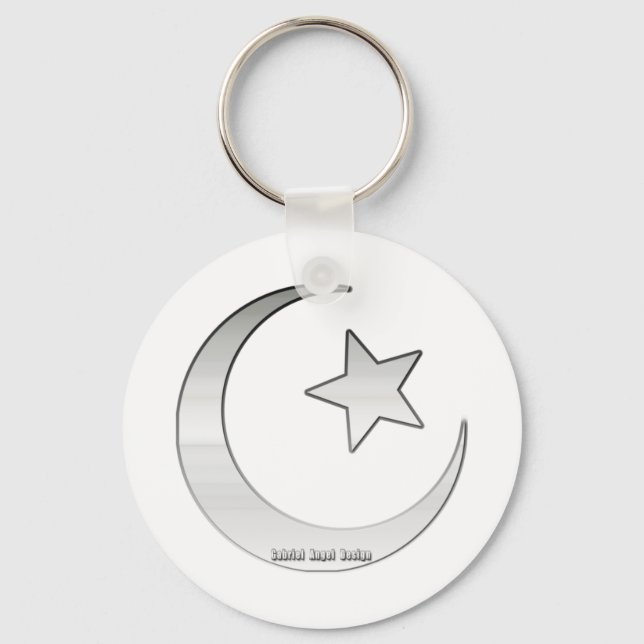 Silver Colored Star und Crescent Symbol Schlüsselanhänger (Vorderseite)