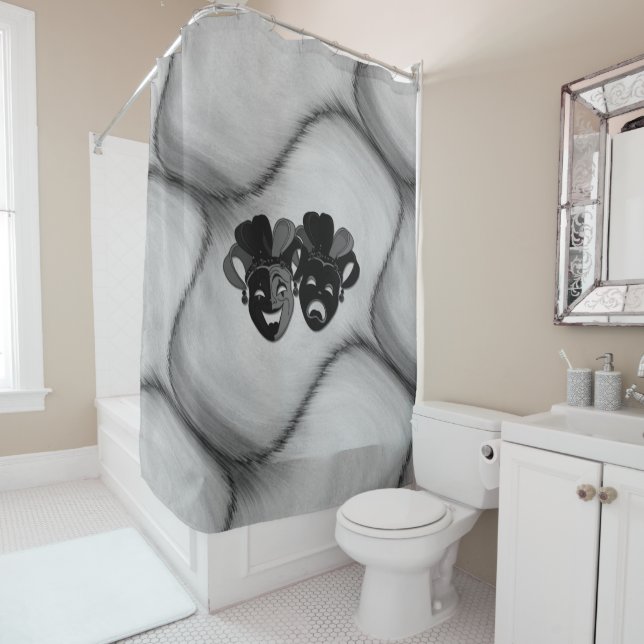 Silver Comedy and Tragedy Theater Design Car Flag Duschvorhang (Beispiel)