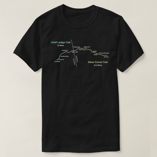 Silver Comet Chief Ladiga Trail Karte T-Shirt (Design vorne)