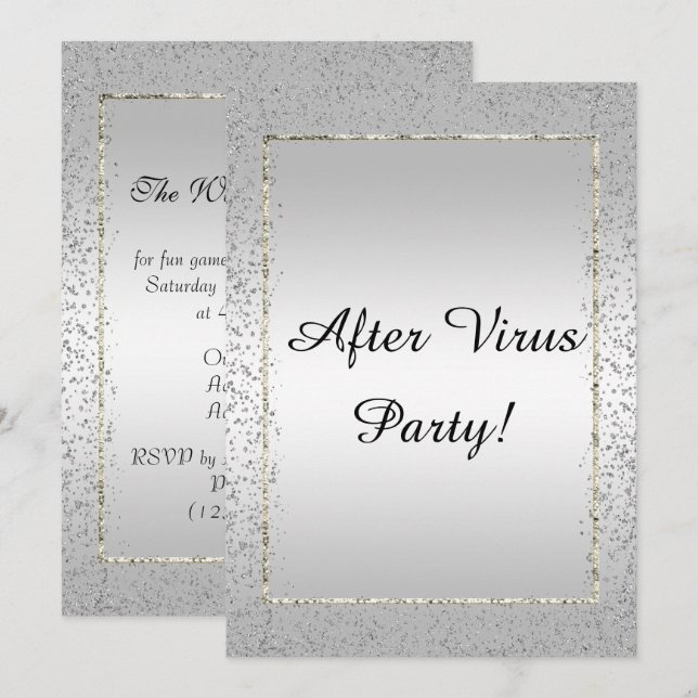 Silver Confetti "After Virus Party" Einladung (Vorne/Hinten)