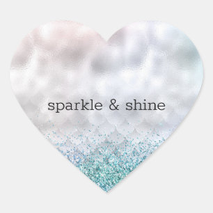 Silver Confetti Aqua Pink Glitzer Sparkle Meerjung Herz-Aufkleber