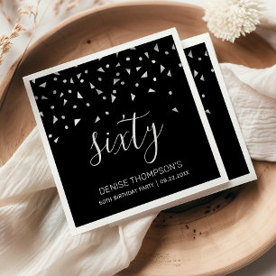 Silver Confetti auf der Black 60. Geburtstagsparty Serviette
