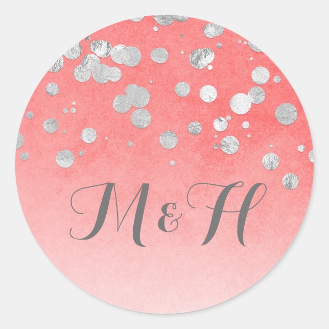 Silver Confetti Blush Pink Wedding Runder Aufkleber (Vorderseite)