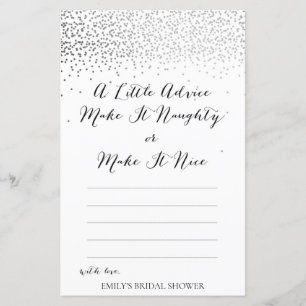 Silver Confetti Brautparty Game DRUCKT