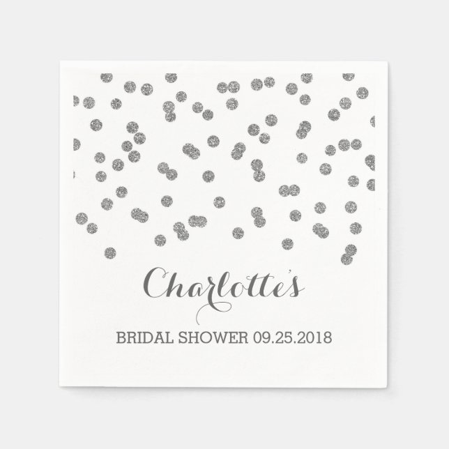 Silver Confetti Brautparty Serviette (Vorderseite)