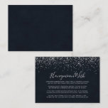 Silver Confetti Calligraphy Honeymoon Wish Begleitkarte<br><div class="desc">Diese silberne Konfetti-Kalligraphie Flitterwochen Wunschzettel ist perfekt für eine rustikale Hochzeit. Das schlichte und elegante Design besticht durch klassische und extravagante Skripttypografie mit blauem Hintergrund und silbernen Konfetti.</div>