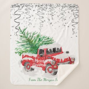 Silver Confetti, Christmas Red Truck Pine Tree Sch Sherpadecke