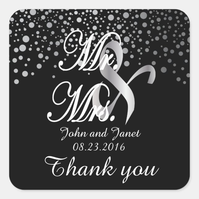 Silver Confetti Dots | DIY-Hintergrundfarben Quadratischer Aufkleber (Vorderseite)