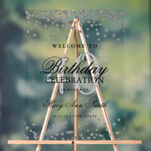 Silver Confetti Glitzer 40. Geburtstag Willkommen Acrylschild