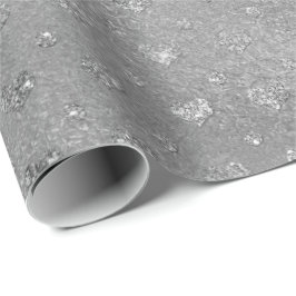 Silver Confetti Hearts Glitzer Glam Vip Geschenkpapier
