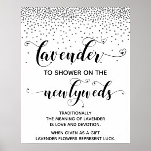 Silver Confetti Herzdusche mit Lavenderzeichen Poster