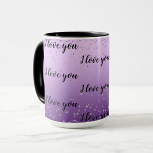 Silver Confetti Lila Ombre Liebe Tasse