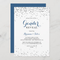 Silver Confetti Minimalistisch Gender Reveal Party