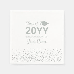 Silver Confetti Modern Graduation Party Serviette