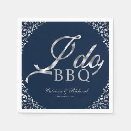 Silver Confetti Navy I GRILLEN Engagement Party Serviette
