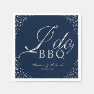 Silver Confetti Navy I GRILLEN Engagement Party Serviette