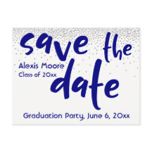 Silver Confetti Navy Typografie Save the Date 1