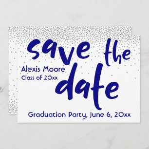 Silver Confetti Navy Typografie Save the Date 1b Einladung
