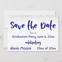 Silver Confetti Navy Typografie Save the Date 2b