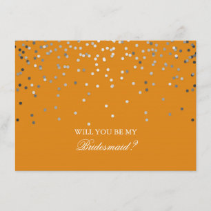 Silver Confetti Orange Hochzeitsmädchen Einladung