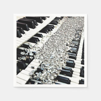 Silver Confetti Piano Keys Serviette