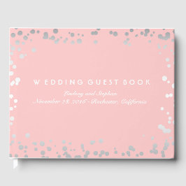 Silver Confetti Pink Blush Elegante Hochzeit Gästebuch