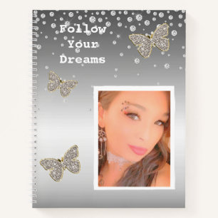 Silver Confetti Sparkle Ihr Foto Personalisiert Notizbuch