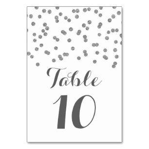 Silver Confetti Wedding Tischnummer Cards
