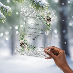 Silver cons grüne Blätter mattiertes Weihnachtsfes Acryleinladungen