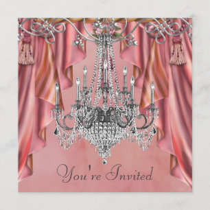 Silver Coral Pink Kronier Party Einladung