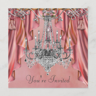 Silver Coral Pink Kronier Party Einladung