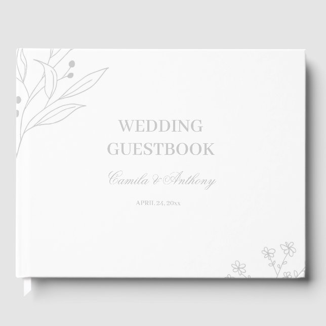 Silver Corner Floral Boho Wedding Gästebuch (Vorderseite)