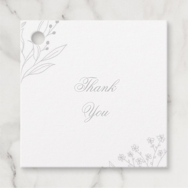 Silver Corner Floral Boho Wedding Geschenkanhänger (Vorderseite)