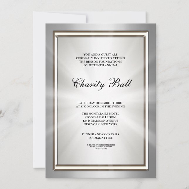 Silver Corporate Event-Party Einladung (Vorderseite)