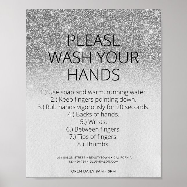 Silver Covid Health Safety Glitzer Friseur Salon C Poster (Vorne)