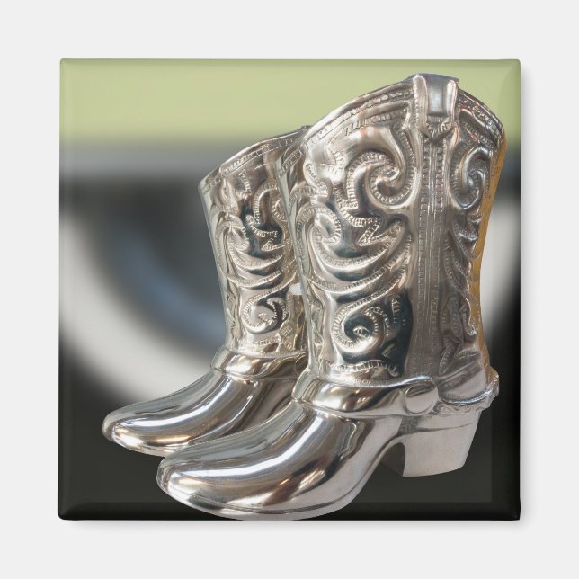 Silver Cowboy Stiefel Magnet (Vorne)