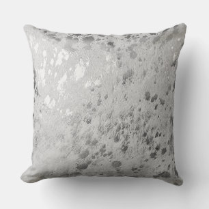 Silver Cowhide Print Metallic Catter Kissen
