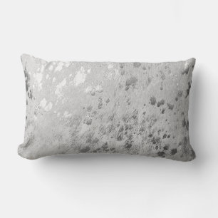 Silver Cowhide Print Metallic Catter Lendenkissen