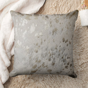 Silver Cowhide Print Metallic Throw Kissen