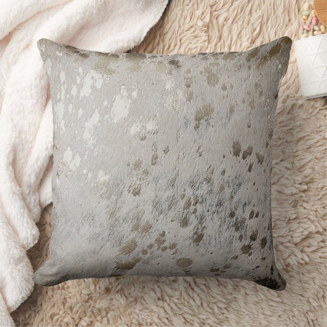 Silver Cowhide Print Metallic Throw Kissen (Decke)